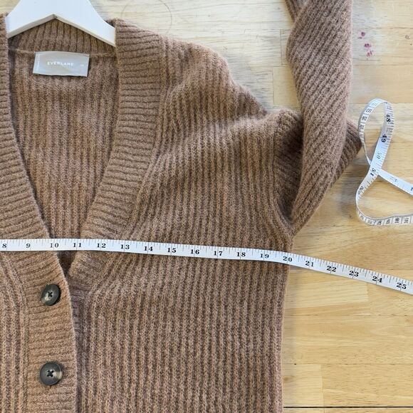 Everlane The Oversized Alpaca Merino Wool Cardigan Lightweight Pristine Tan XS - Picture 8 of 12